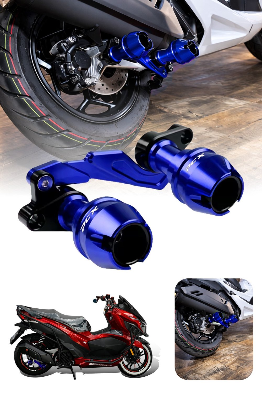 Honda Pcx Uyumlu Egzoz Koruma Takozu 2021-2026 Cnc Mavi