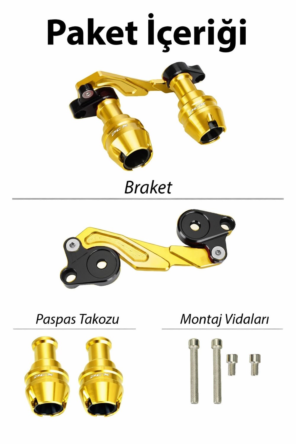 Honda Pcx Uyumlu Egzoz Koruma Takozu 2021-2026 Cnc Gold