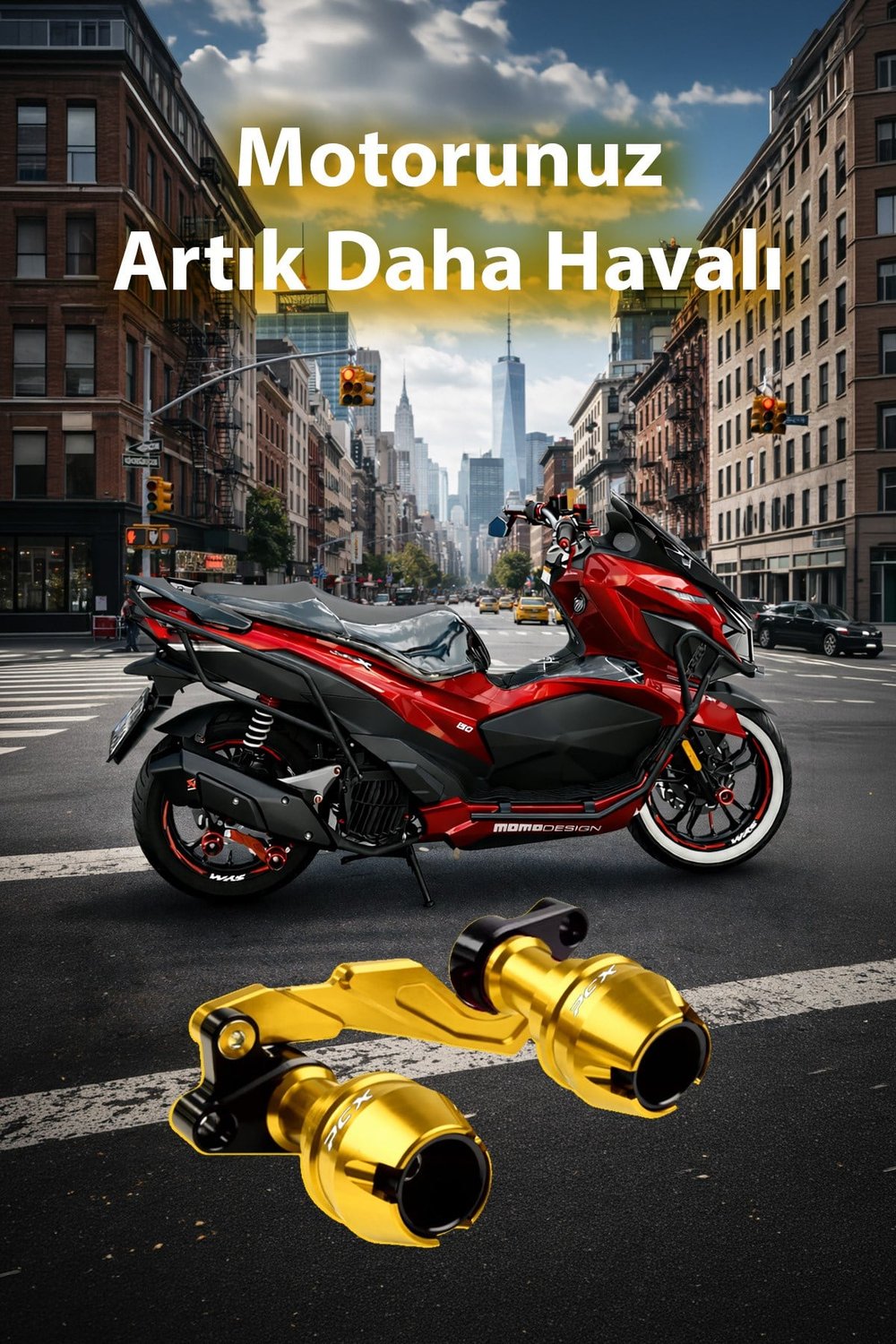 Honda Pcx Uyumlu Egzoz Koruma Takozu 2021-2026 Cnc Gold