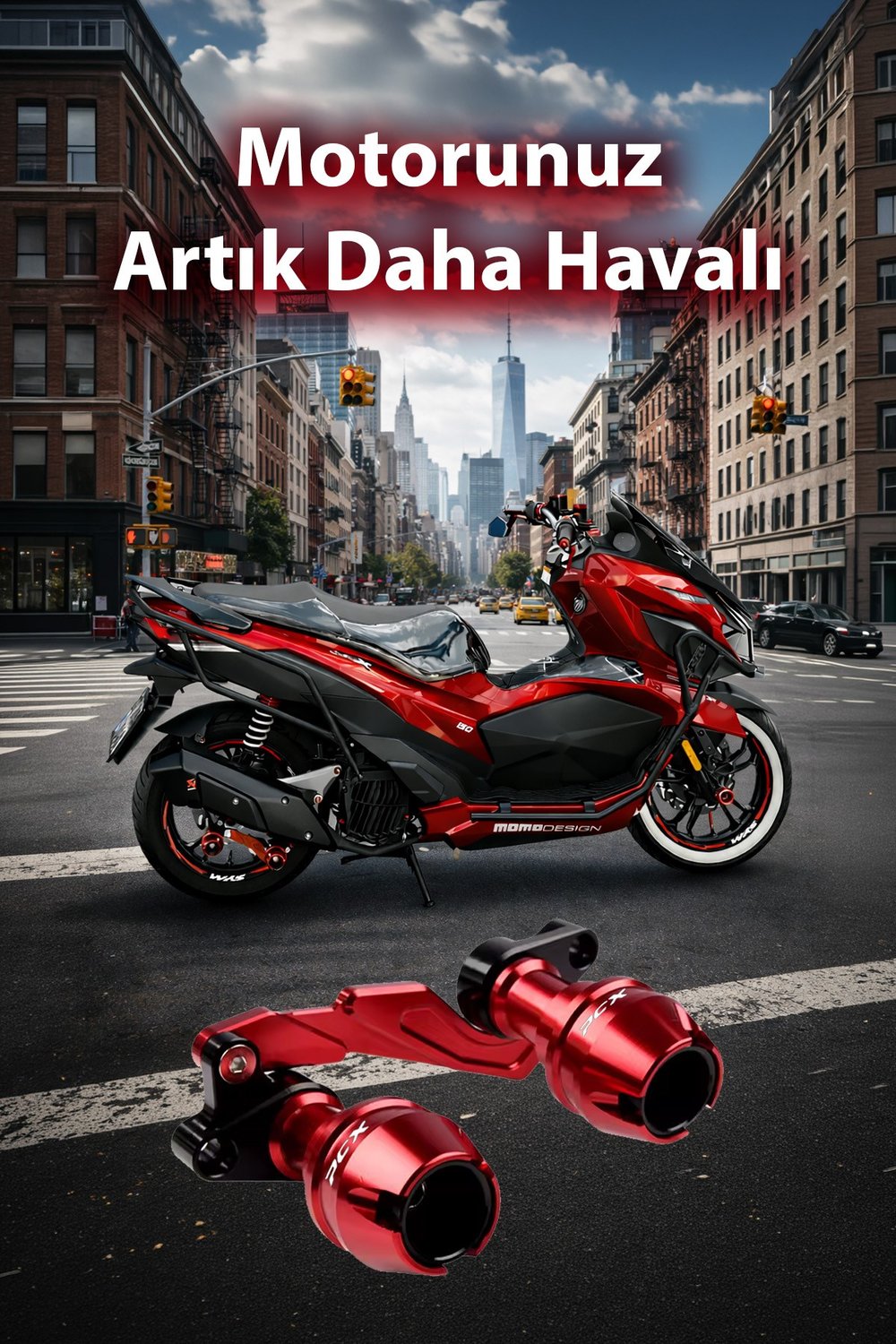 Honda Pcx Uyumlu Egzoz Koruma Takozu 2021-2026 Cnc Kırmızı