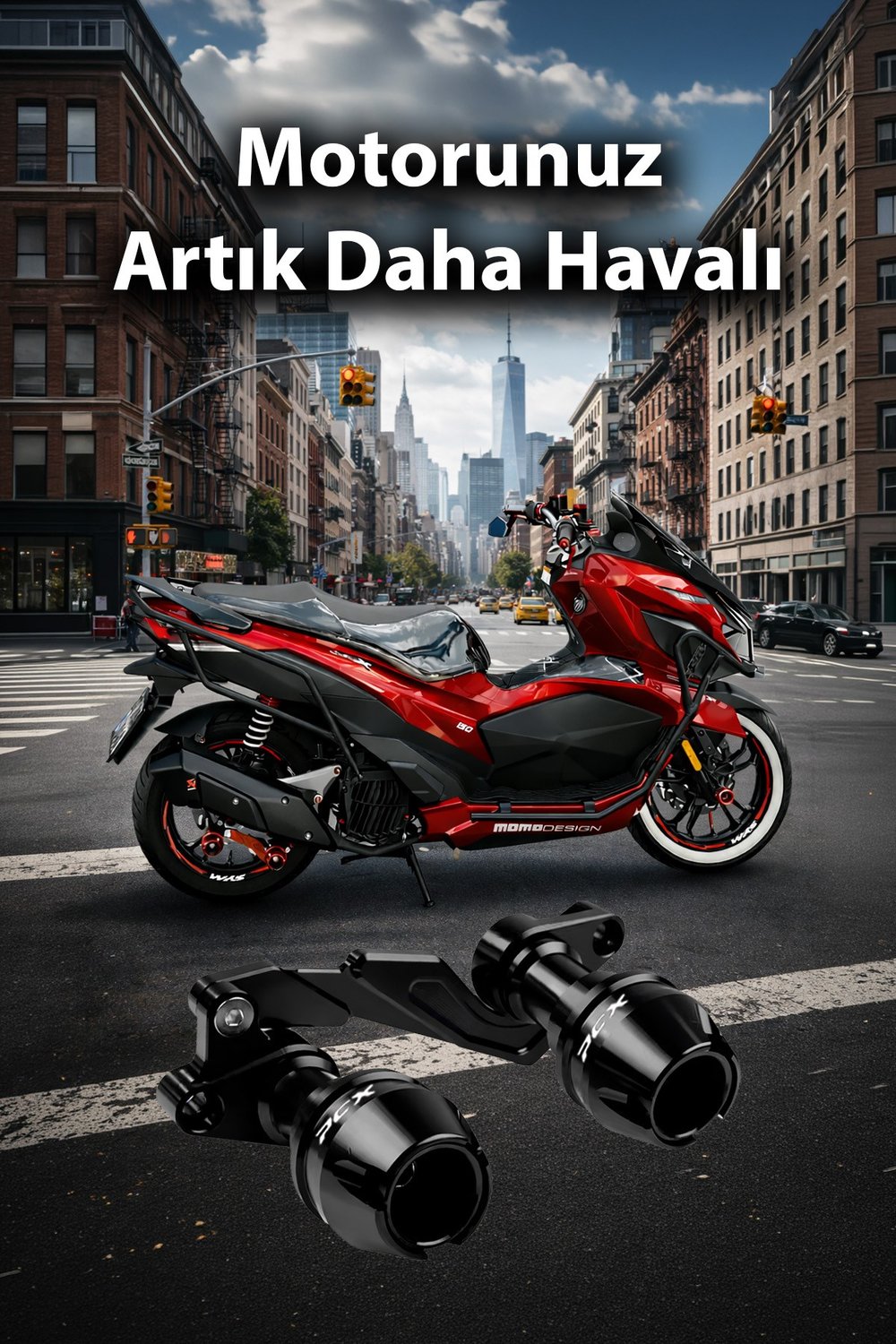 Honda Pcx Uyumlu Egzoz Koruma Takozu 2021-2026 Cnc Siyah