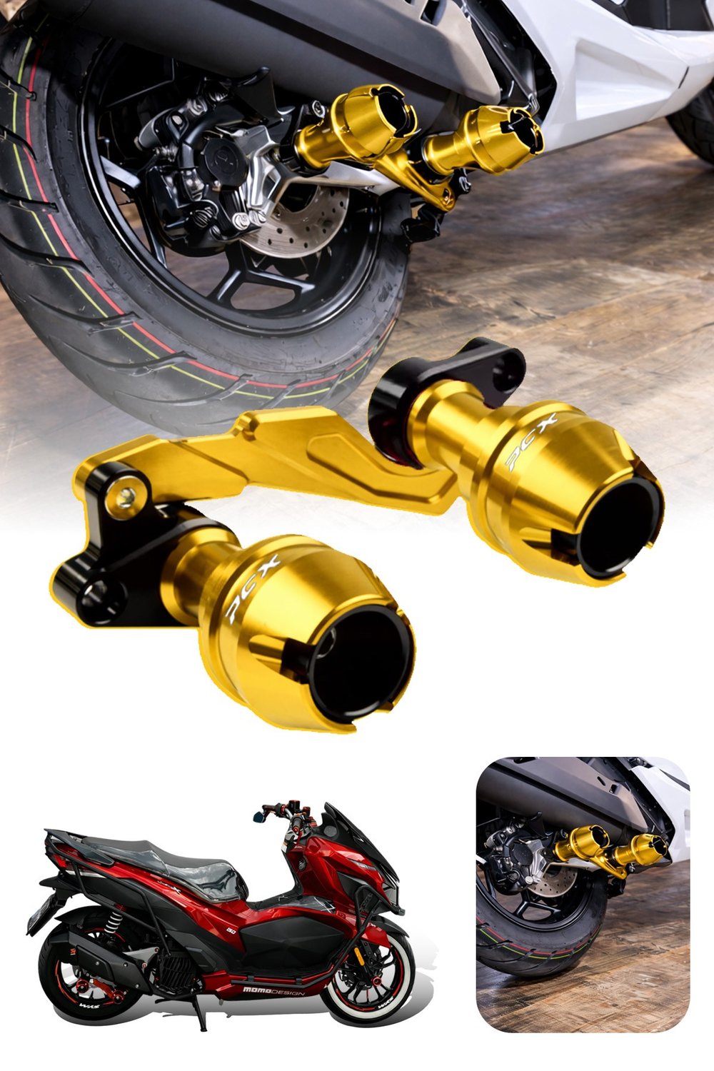Honda Pcx Uyumlu Egzoz Koruma Takozu 2021-2026 Cnc Gold