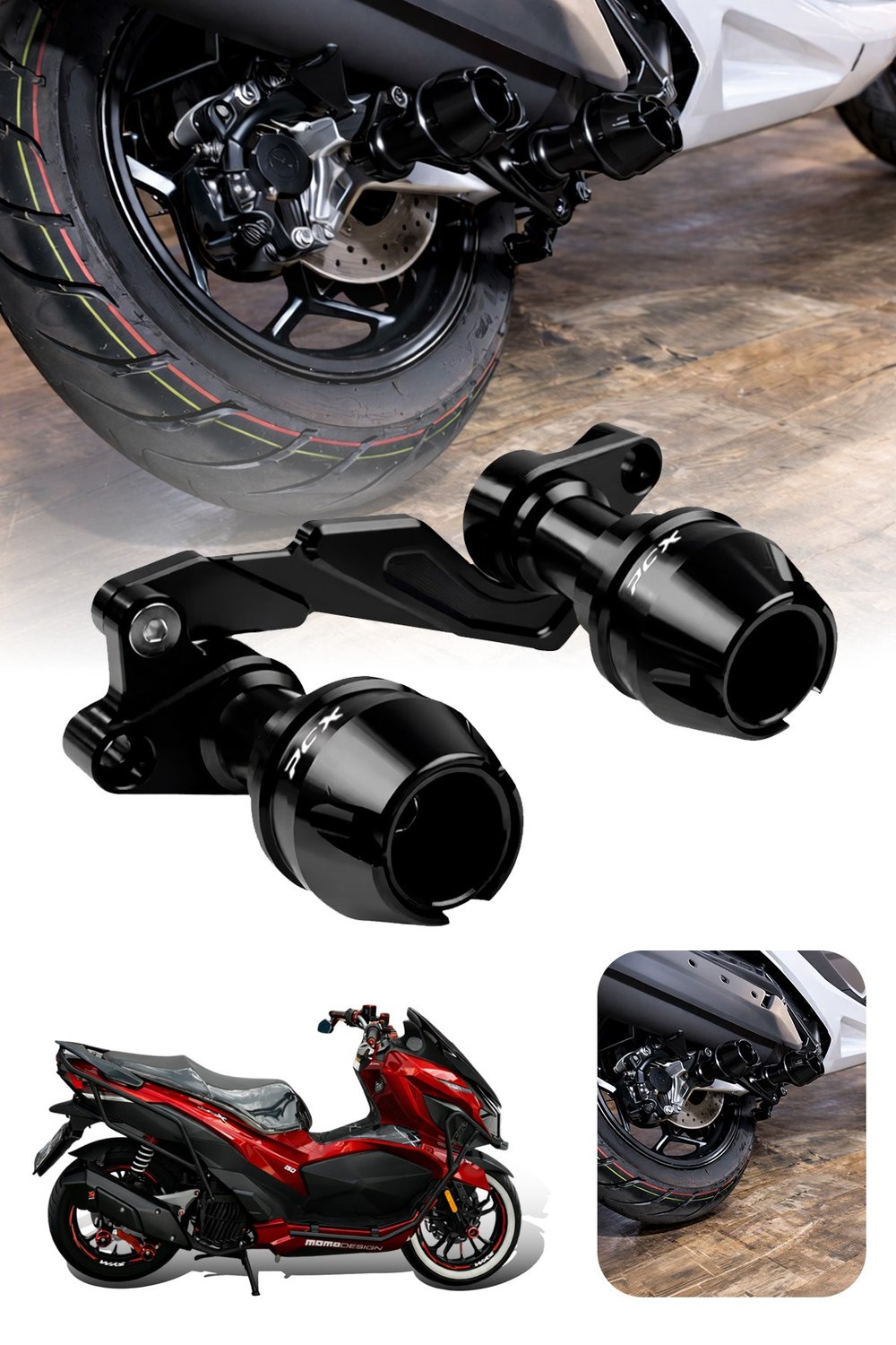 Honda Pcx Uyumlu Egzoz Koruma Takozu 2021-2026 Cnc Siyah