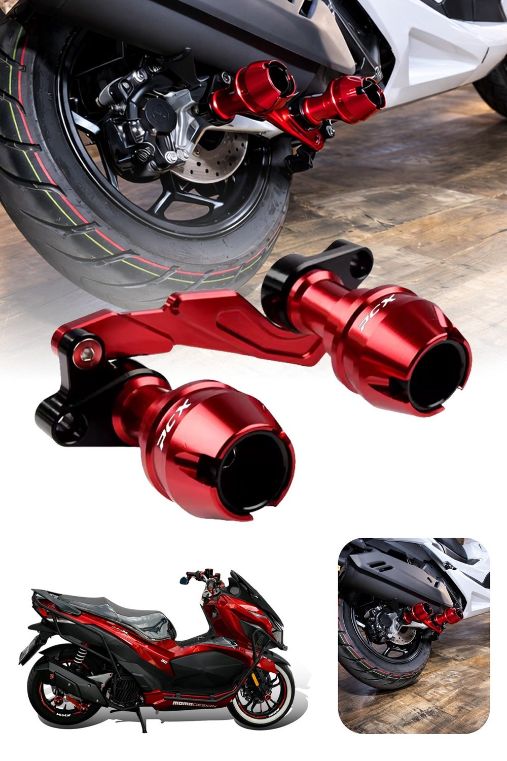 Honda Pcx Uyumlu Egzoz Koruma Takozu 2021-2026 Cnc Kırmızı
