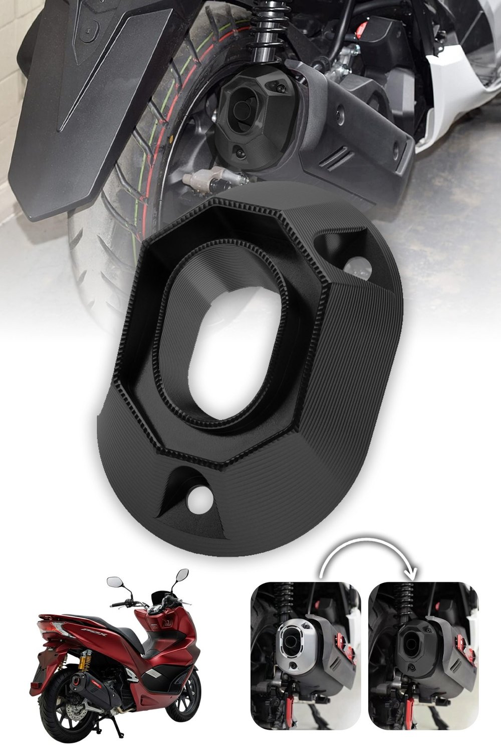 Honda Pcx Uyumlu Egzoz Ucu 2021-2026 Cnc Siyah