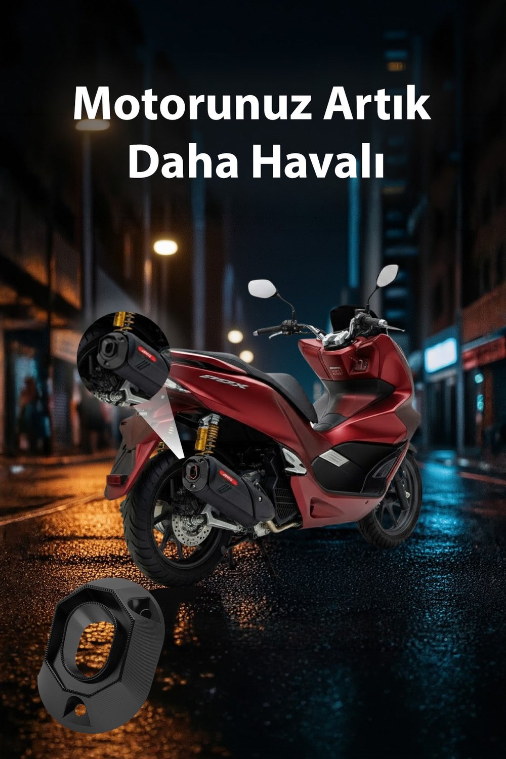 Honda Pcx Uyumlu Egzoz Ucu 2021-2026 Cnc Siyah