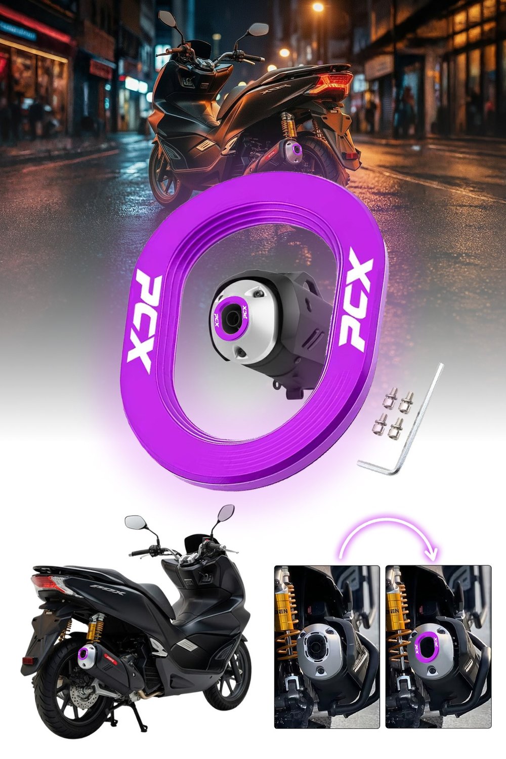 Honda Pcx Uyumlu Egzoz Ucu 2021-2026 Cnc Mor