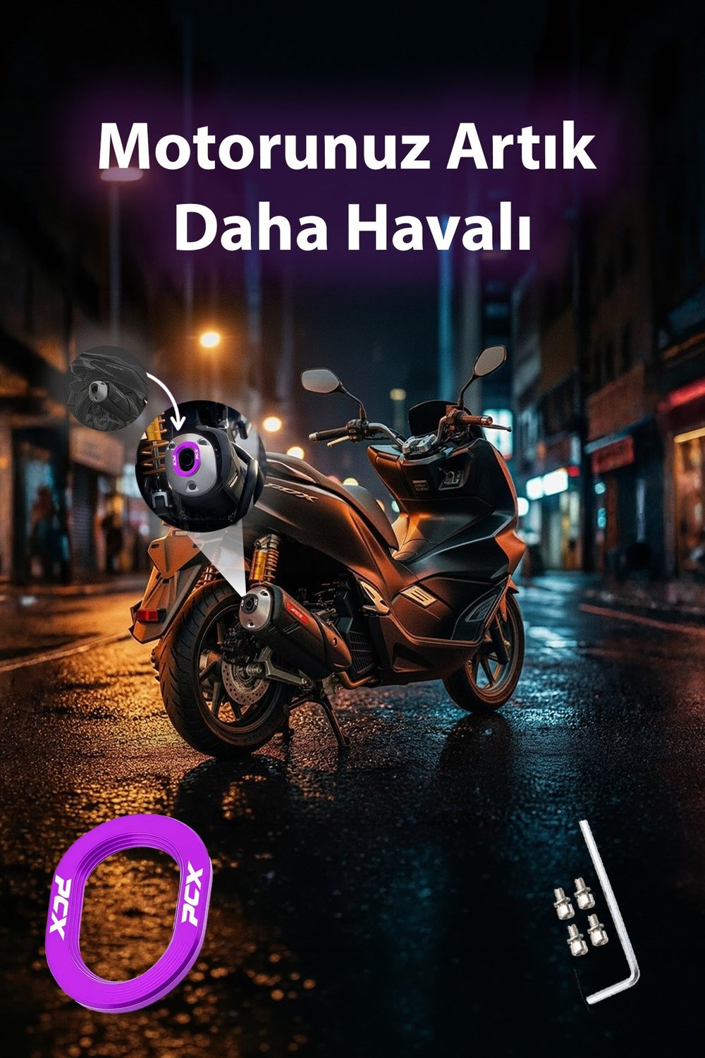 Honda Pcx Uyumlu Egzoz Ucu 2021-2026 Cnc Mor