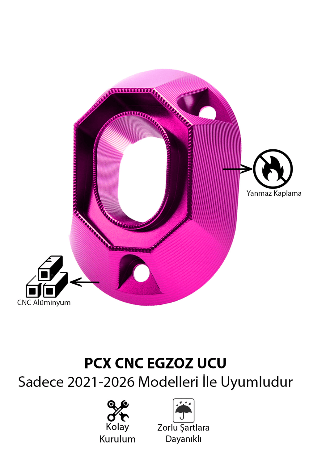 Honda Pcx Uyumlu Egzoz Ucu 2021-2026 Cnc Mor
