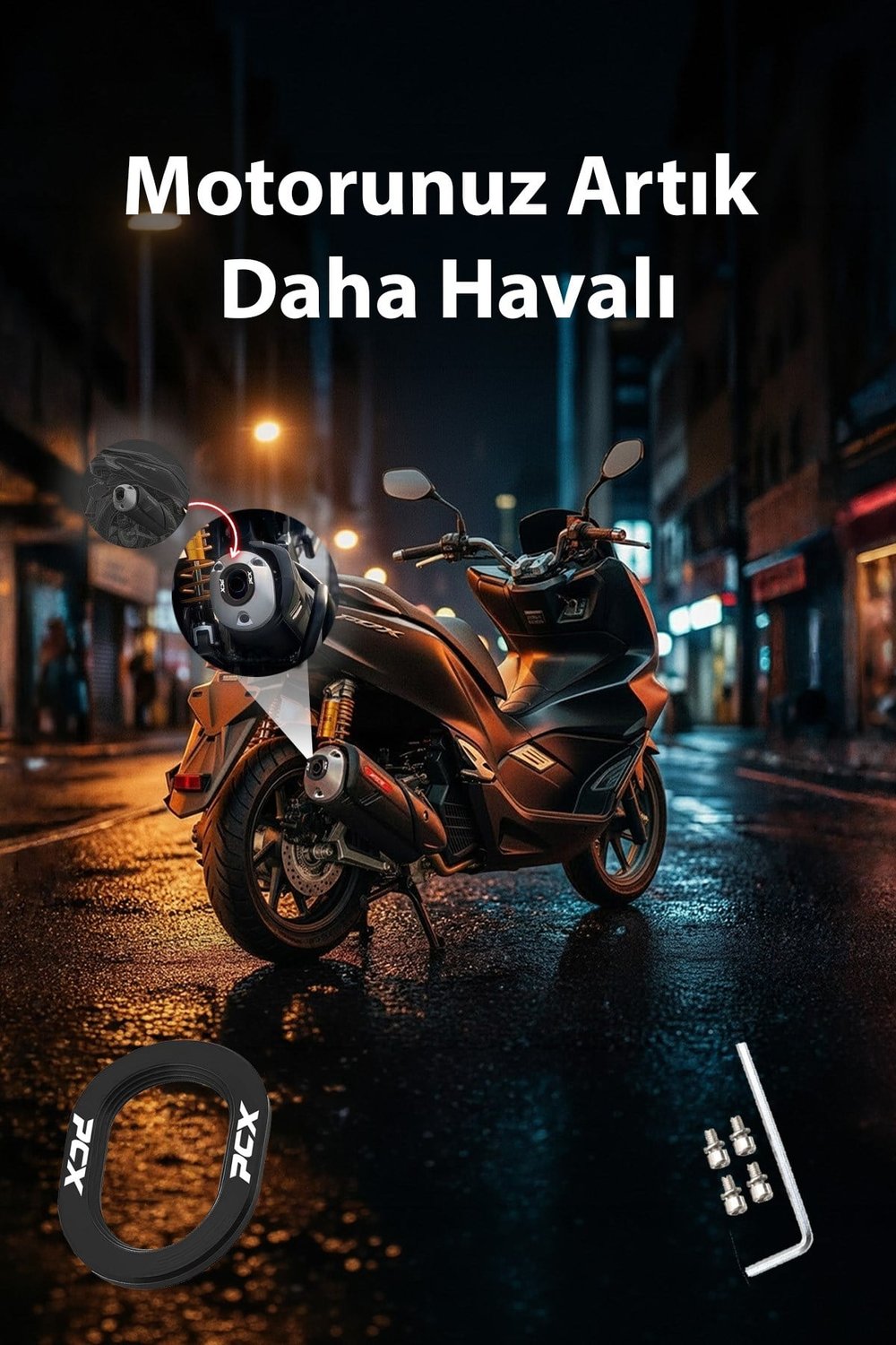 Honda Pcx Uyumlu Egzoz Ucu 2021-2026 Cnc Siyah