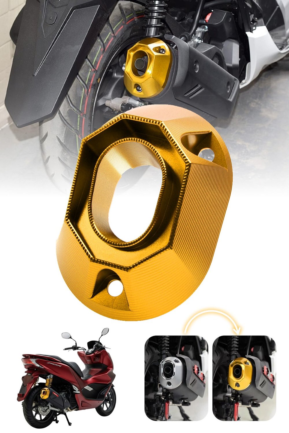 Honda Pcx Uyumlu Egzoz Ucu 2021-2026 Cnc Gold
