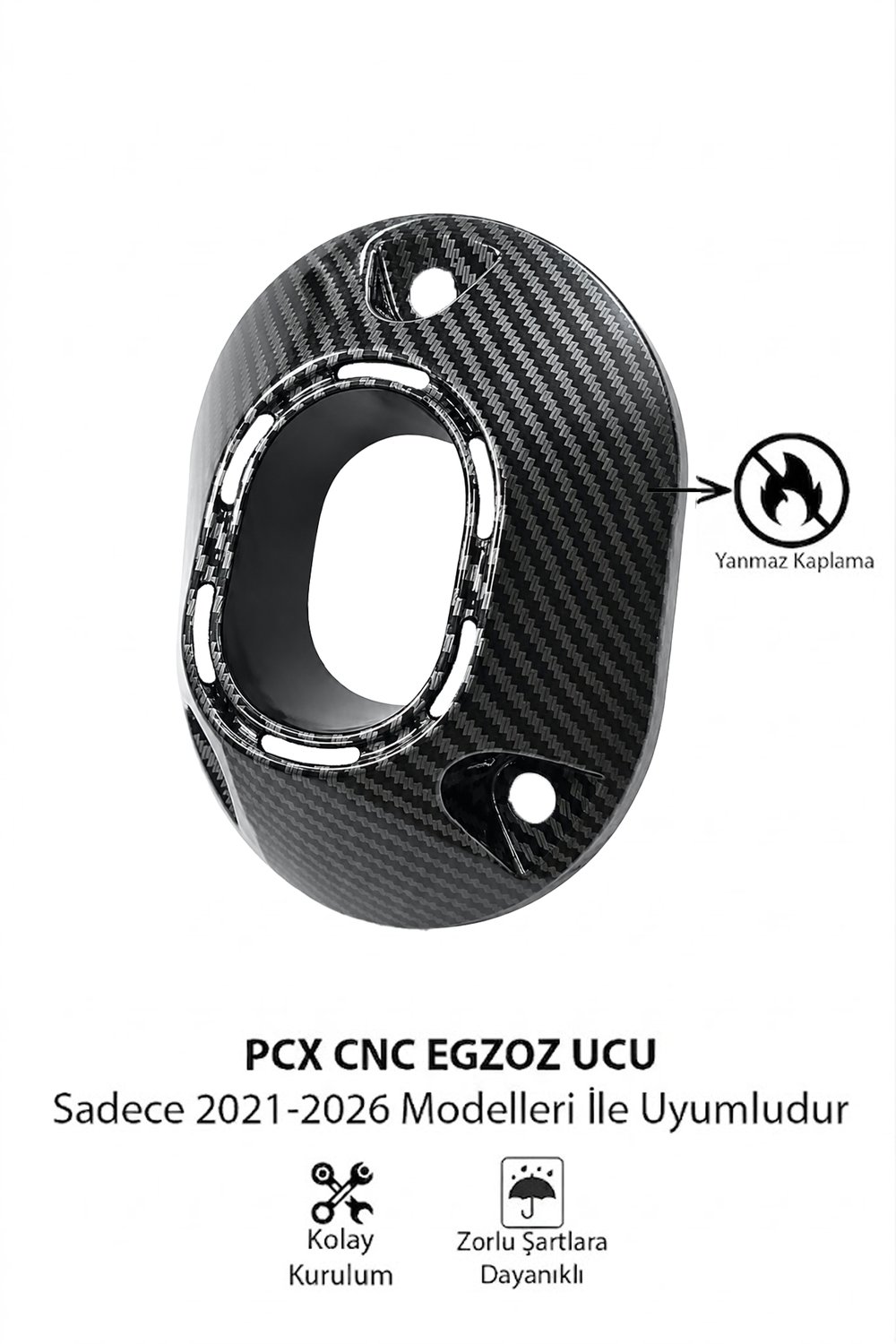 Honda Pcx Uyumlu Egzoz Ucu 2021-2026 Karbon Desen