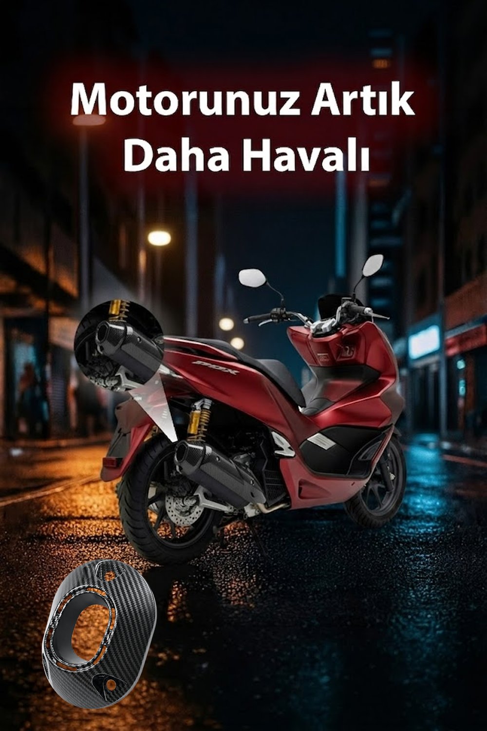 Honda Pcx Uyumlu Egzoz Ucu 2021-2026 Karbon Desen