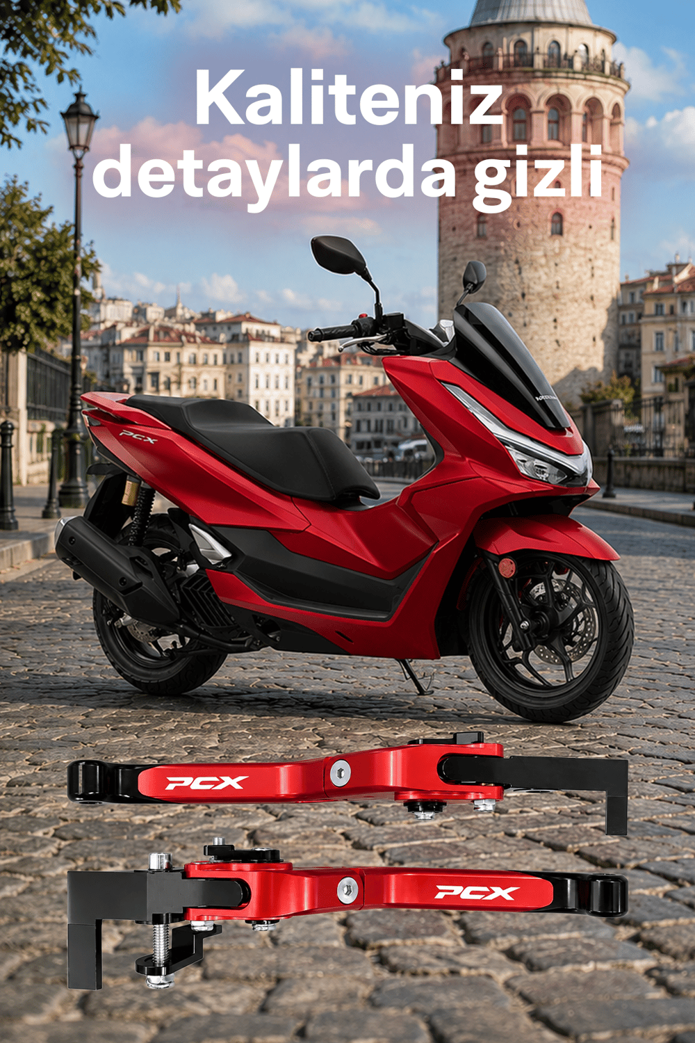 Honda Pcx Uyumlu El Frenli Manet 2025-2026 Cnc Kırmızı