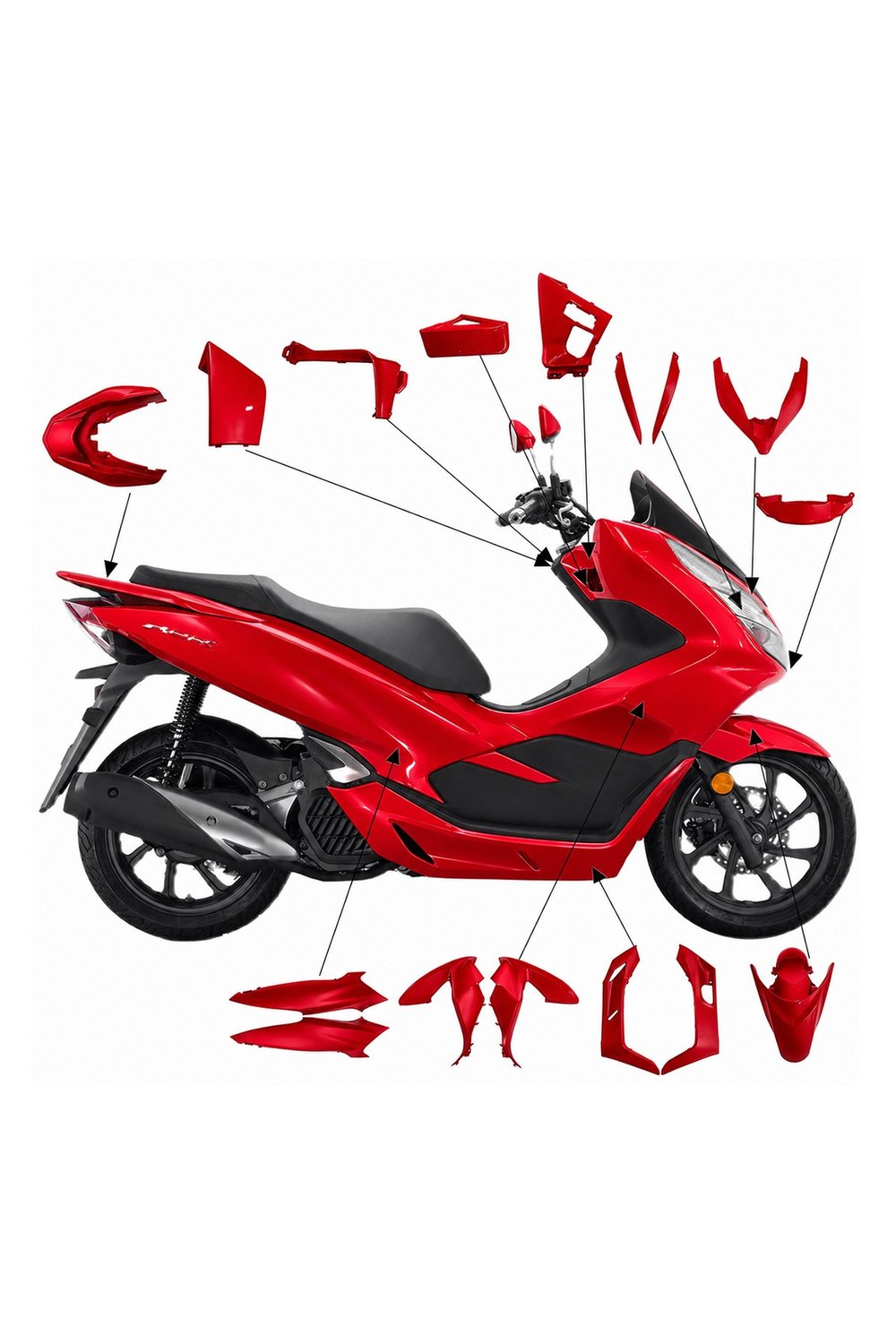 Honda Pcx Uyumlu Full Grenaj Seti 2021-2024 Kırmızı