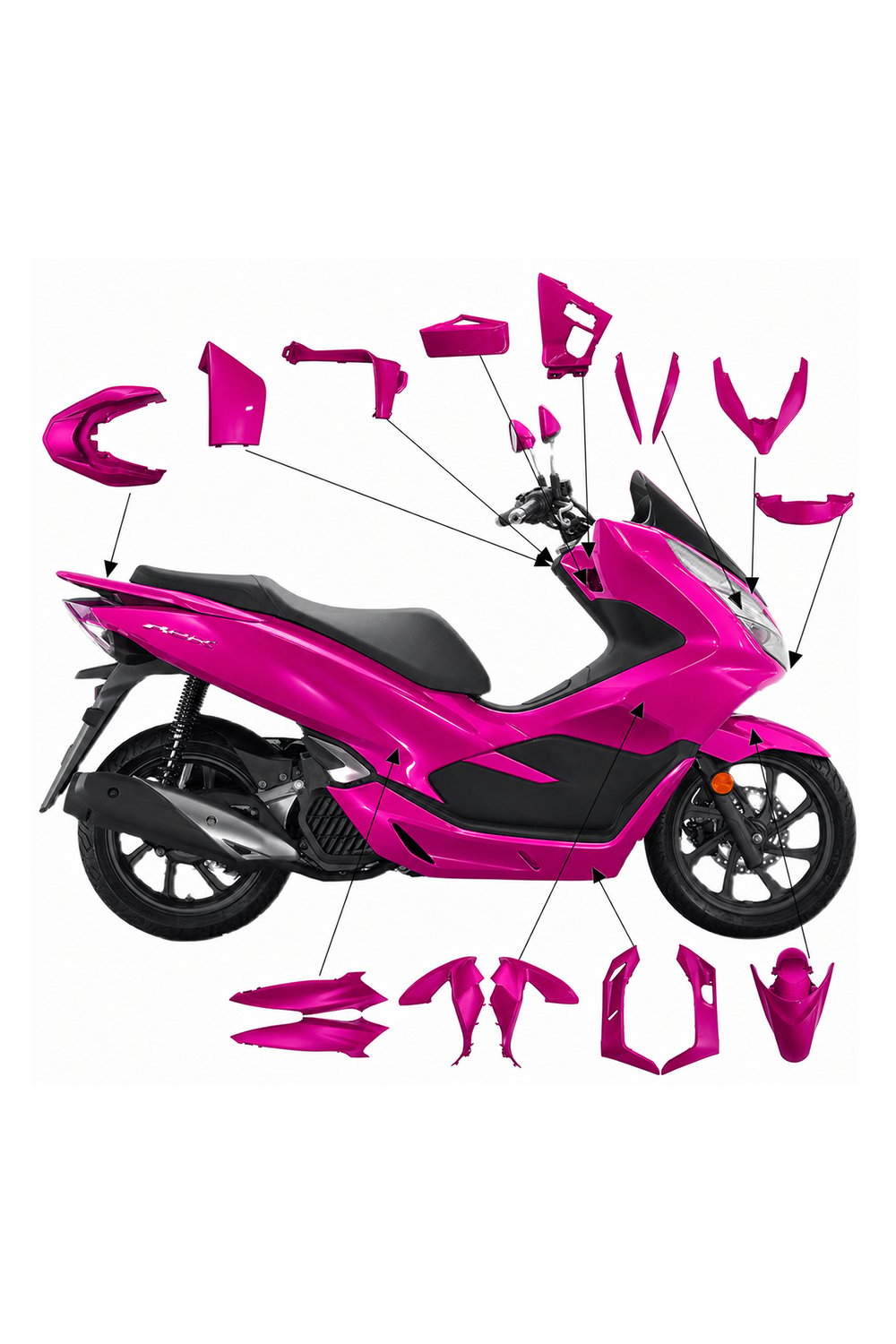 Honda Pcx Uyumlu Full Grenaj Seti 2021-2024 Fuşya