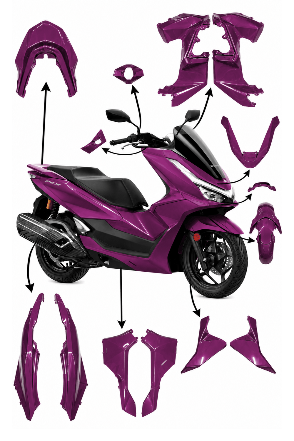 Honda Pcx Uyumlu Full Grenaj Seti 2025-2026 Mor