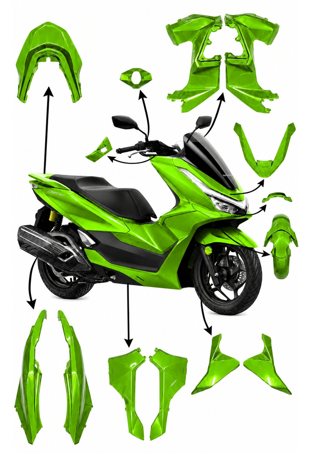 Honda Pcx Uyumlu Full Grenaj Seti 2025-2026 Yeşil