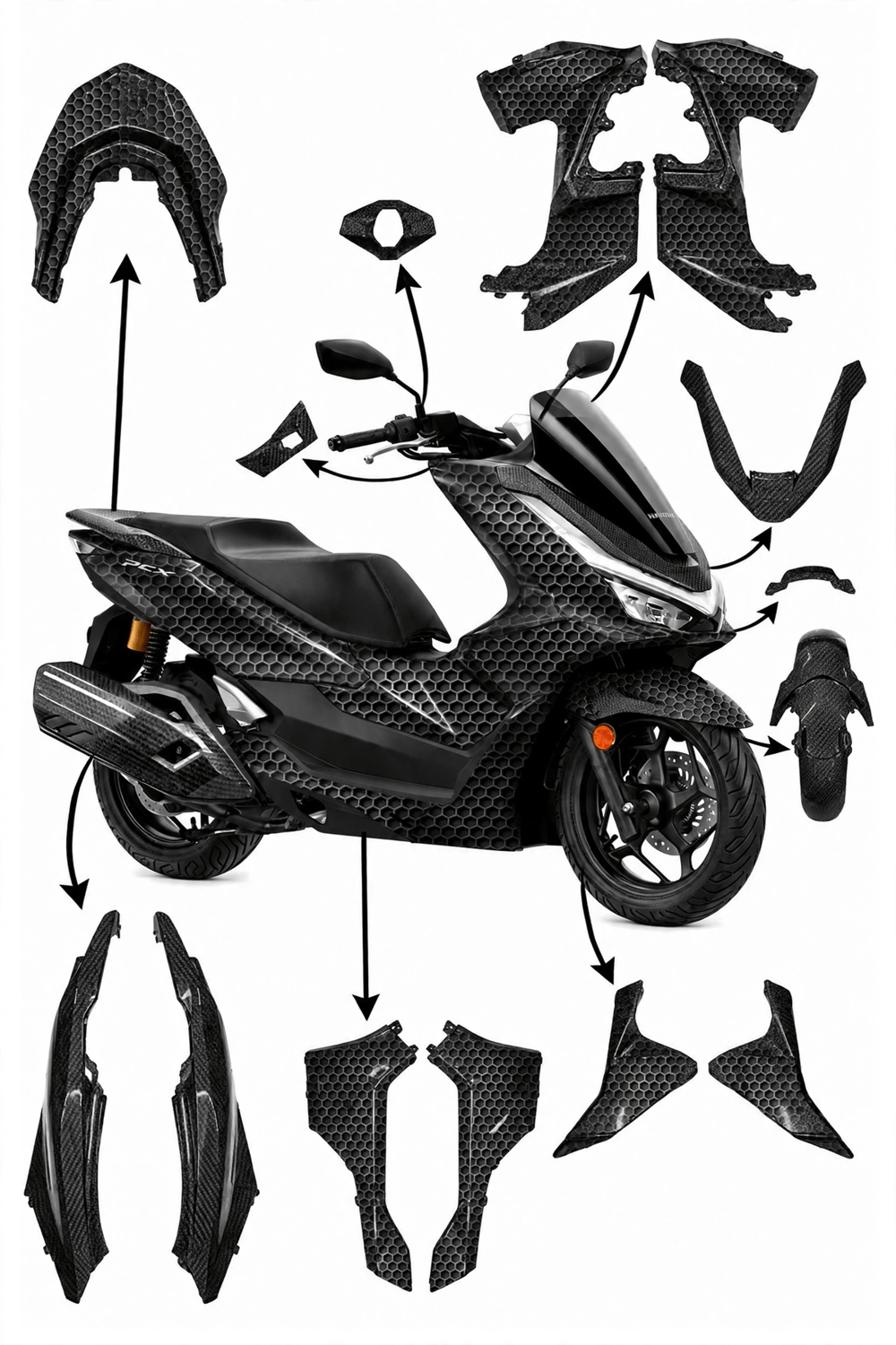 Honda PCX 2025–2026 Uyumlu PCX Luxury Edition Serisi Full Grenaj / Kaporta Seti