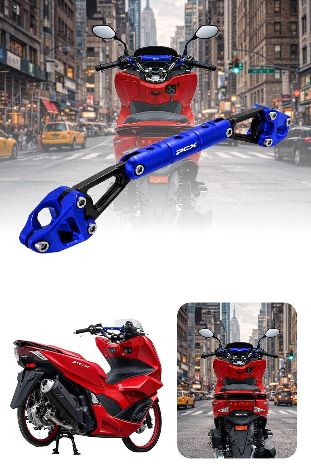 Honda Pcx Uyumlu Gidon Barı 2021-2024 Cnc Mavi