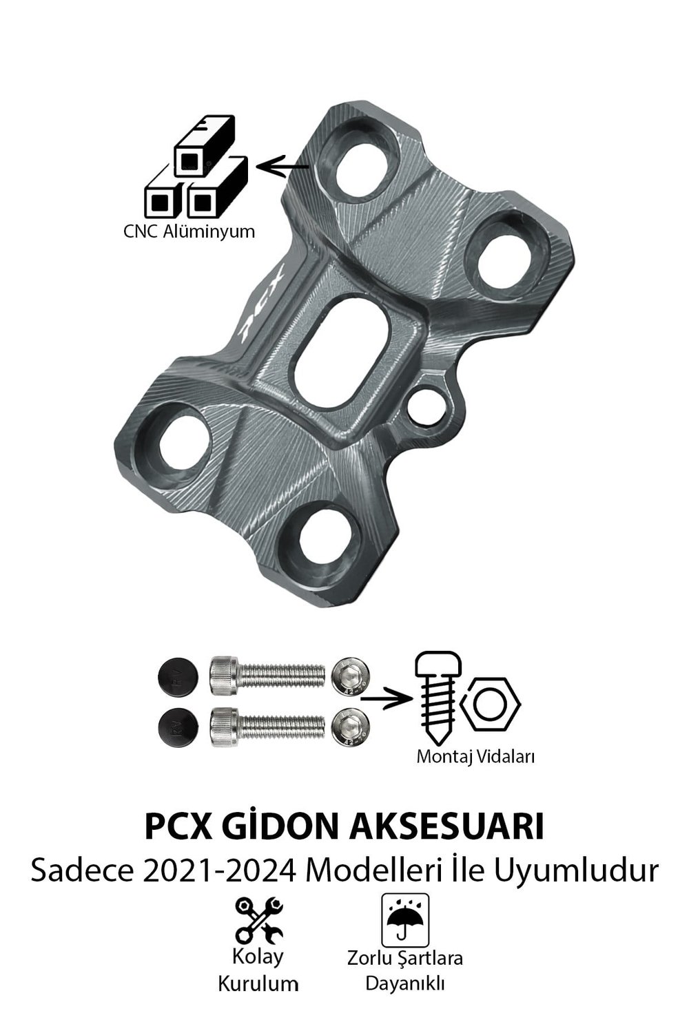 Honda Pcx Uyumlu Gidon Yükseltme 2021-2024 Cnc Titanyum