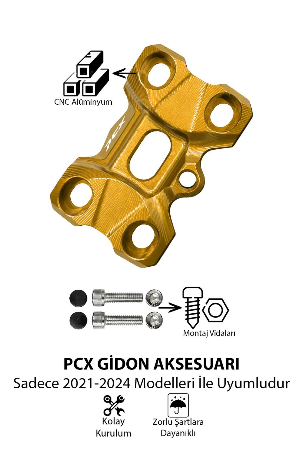 Honda Pcx Uyumlu Gidon Yükseltme 2021-2024 Cnc Gold