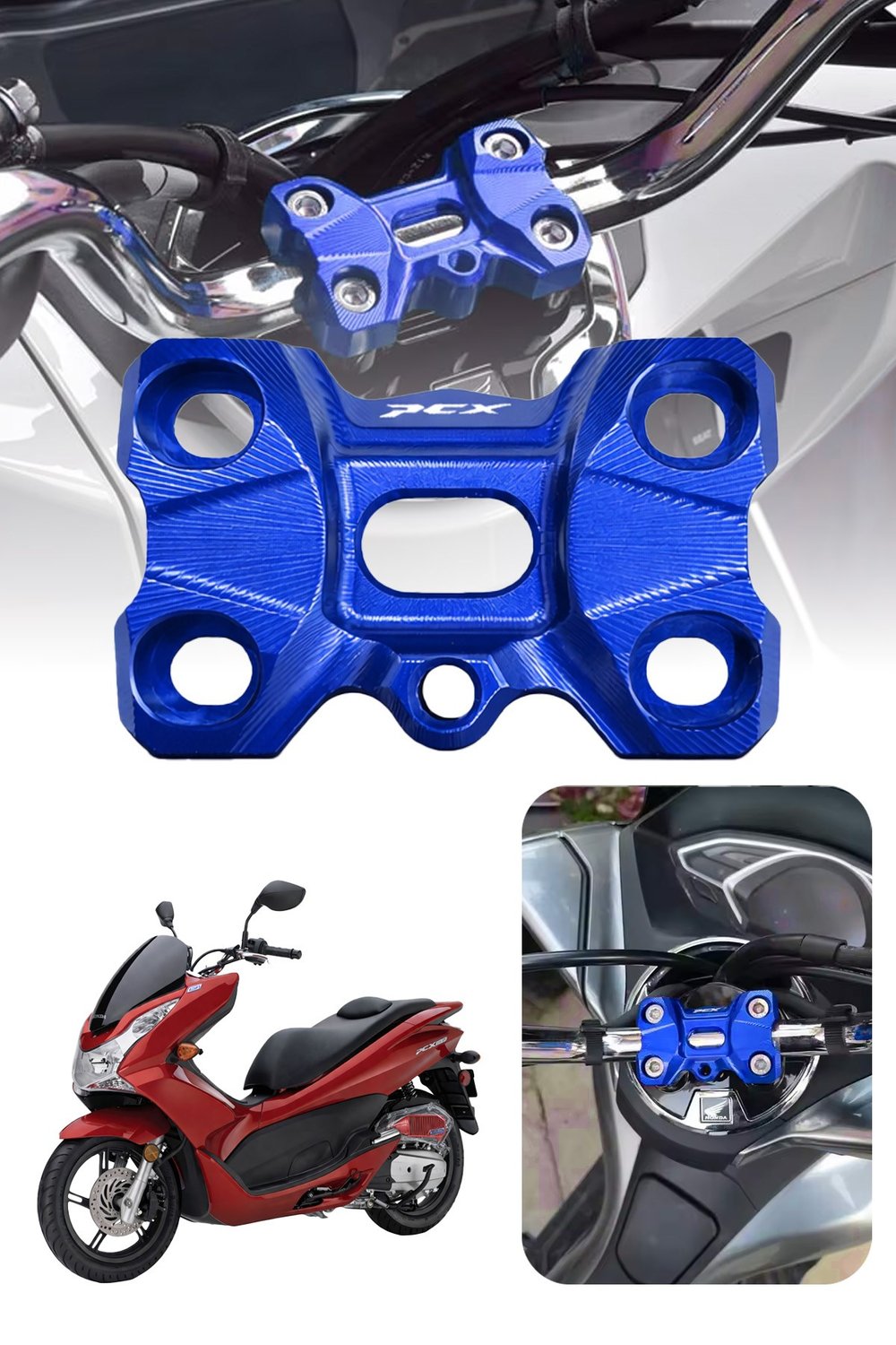 Honda Pcx Uyumlu Gidon Yükseltme 2021-2024 Cnc Mavi