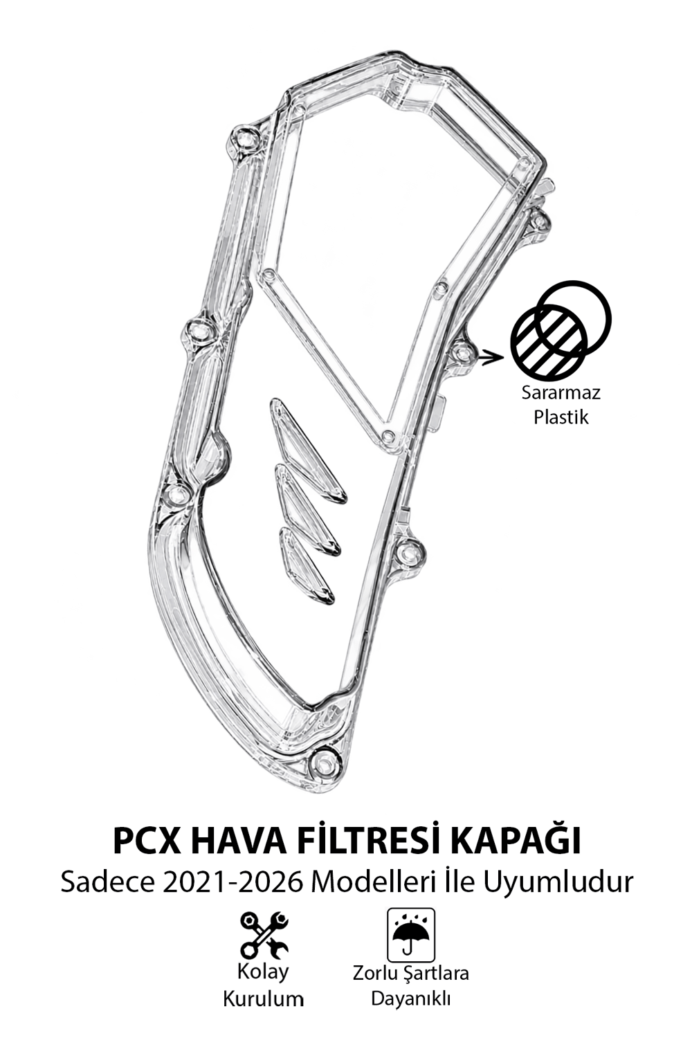 Honda Pcx Uyumlu Hava Filtresi Kapağı V2 2021-2026 Şeffaf