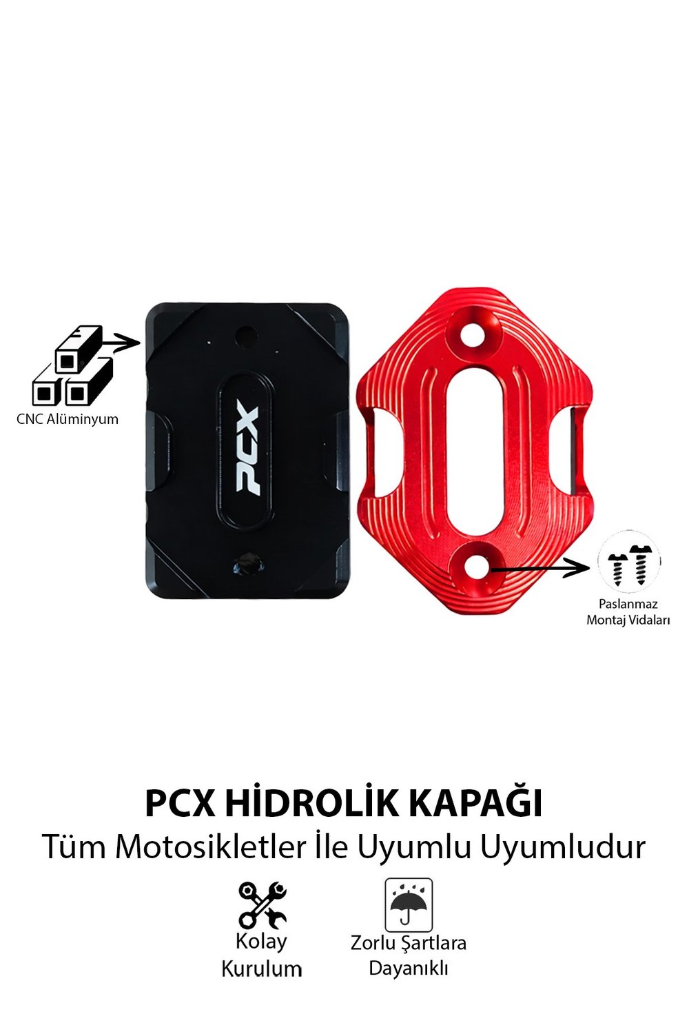Honda Pcx Uyumlu Hidrolik Kapağı 2020-2026 Cnc Kırmızı