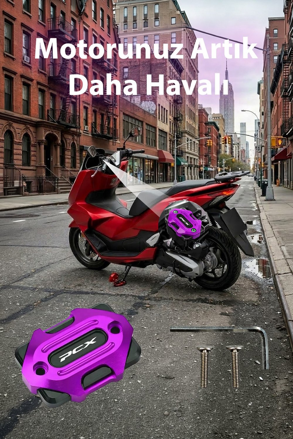 Honda Pcx Uyumlu Hidrolik Kapağı 2020-2026 Cnc Mor
