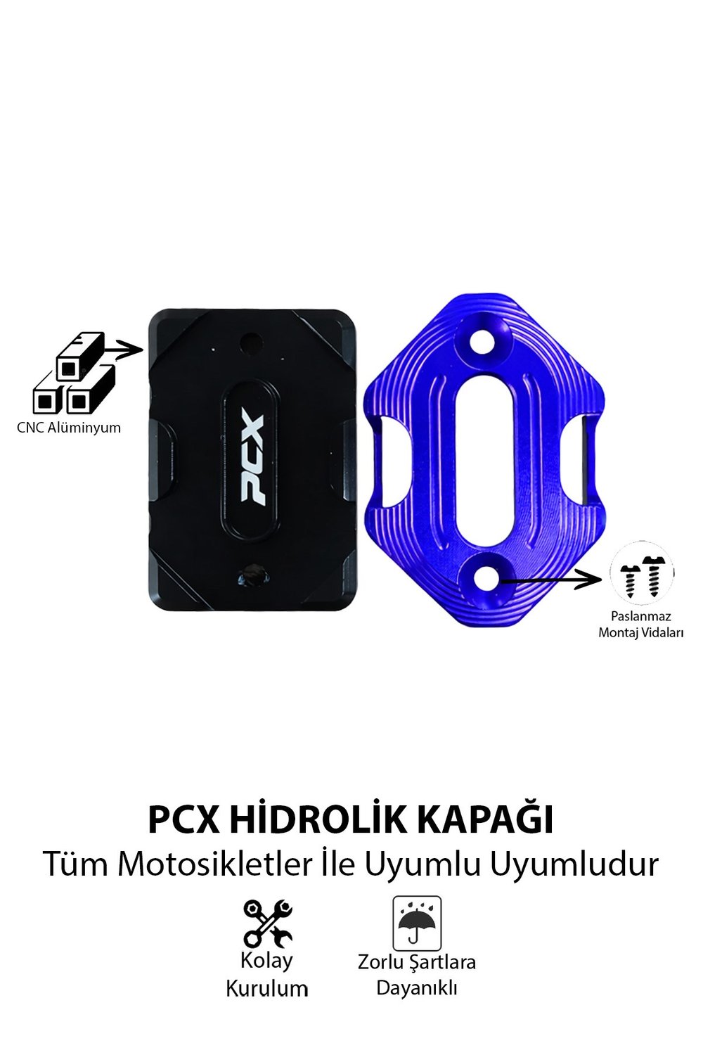 Honda Pcx Uyumlu Hidrolik Kapağı 2020-2026 Cnc Mavi
