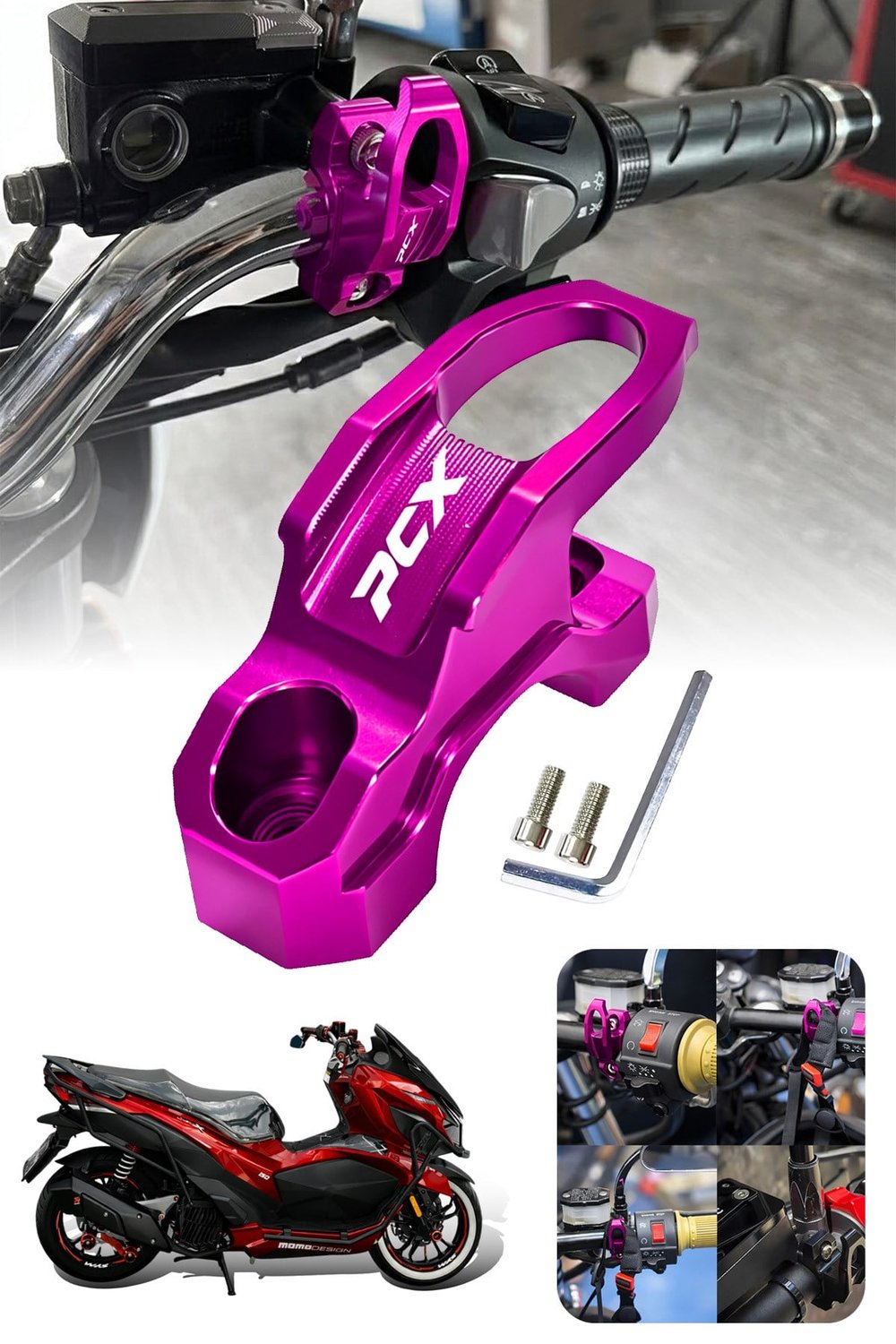 Honda Pcx Uyumlu Kask Askı Aparatı 2021-2026 Cnc Mor