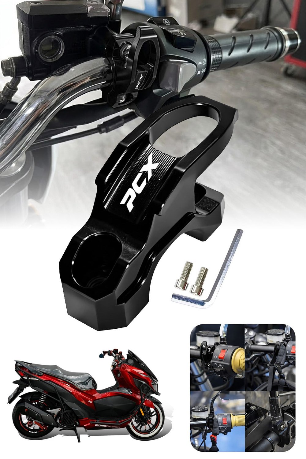 Honda Pcx Uyumlu Kask Askı Aparatı 2021-2026 Cnc Siyah