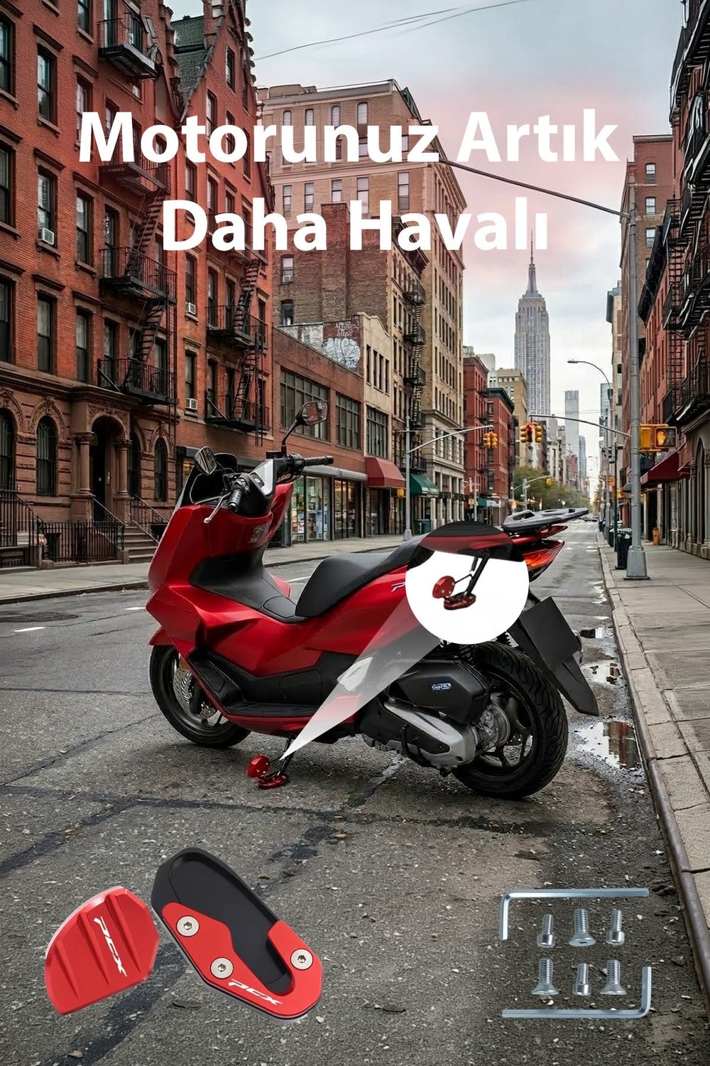 Honda Pcx Uyumlu Kaz Ayağı Koruyucu Seti 2021-2026 Cnc Kırmızı