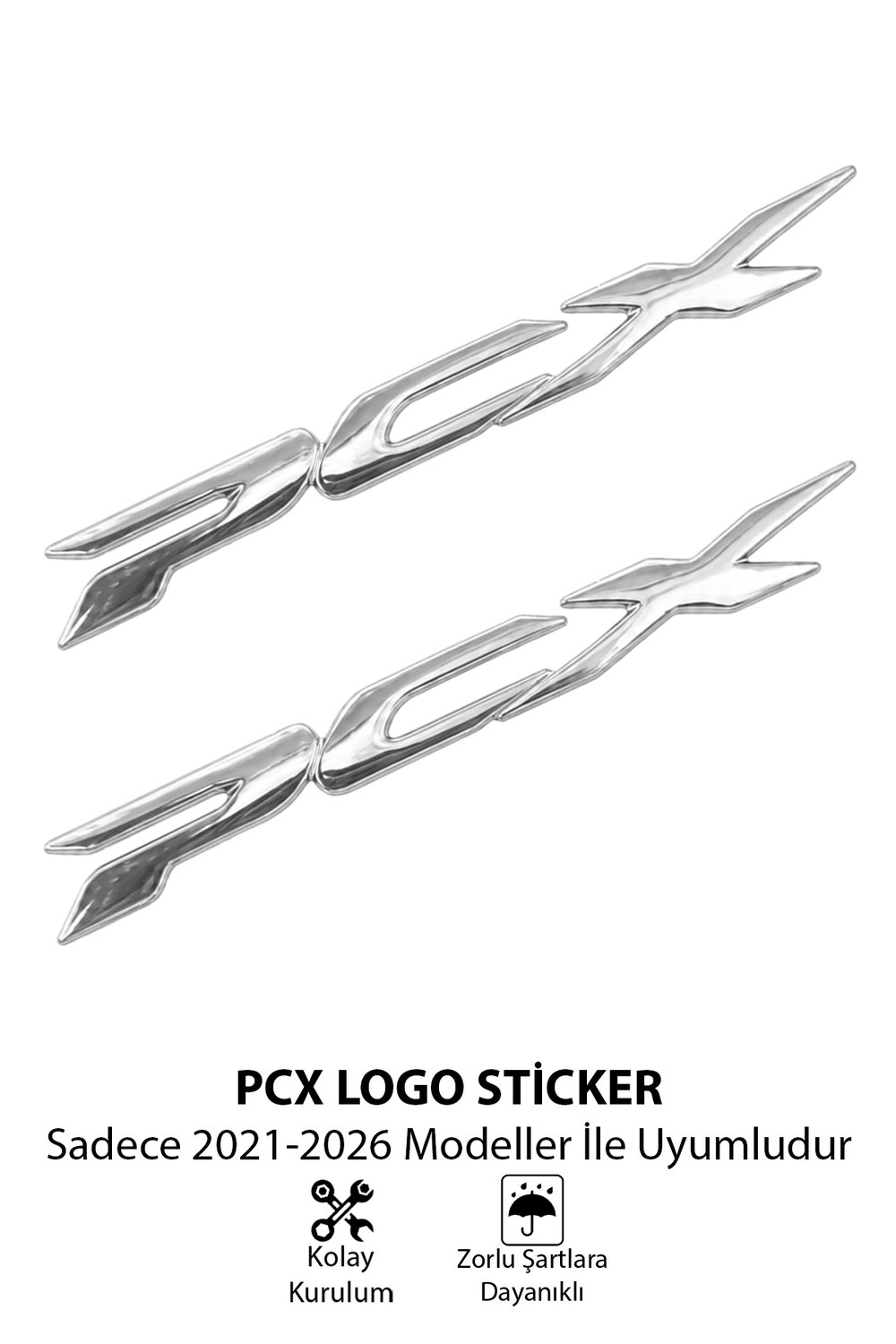 Honda Pcx Uyumlu Logo Sticker 2021-2026 Gümüş