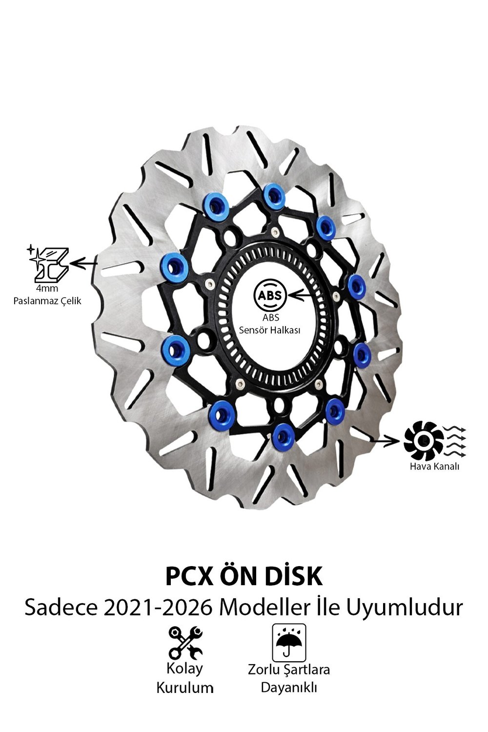 Honda Pcx Uyumlu Ön Disk 2021-2026 Cnc Mavi