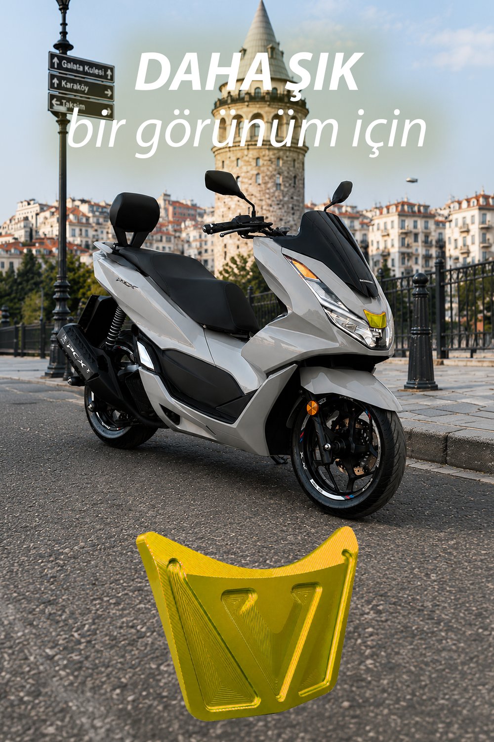 Honda Pcx Uyumlu Ön V Aksesuar 2021-2024 Cnc Gold