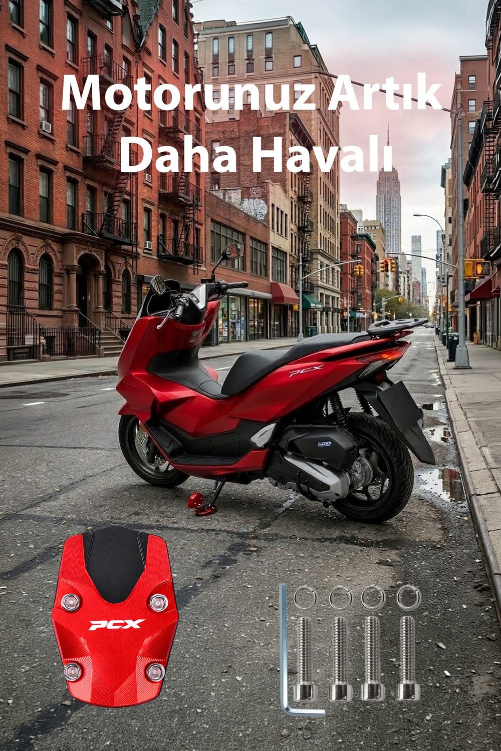 Honda Pcx Uyumlu Orta Ayak Koruyucu 2021-2026 Cnc Kırmızı