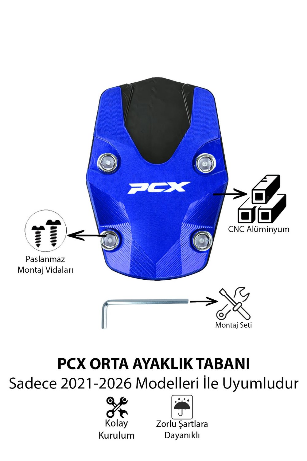 Honda Pcx Uyumlu Orta Ayak Koruyucu 2021-2026 Cnc Mavi