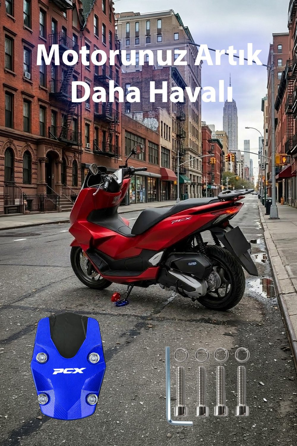 Honda Pcx Uyumlu Orta Ayak Koruyucu 2021-2026 Cnc Mavi