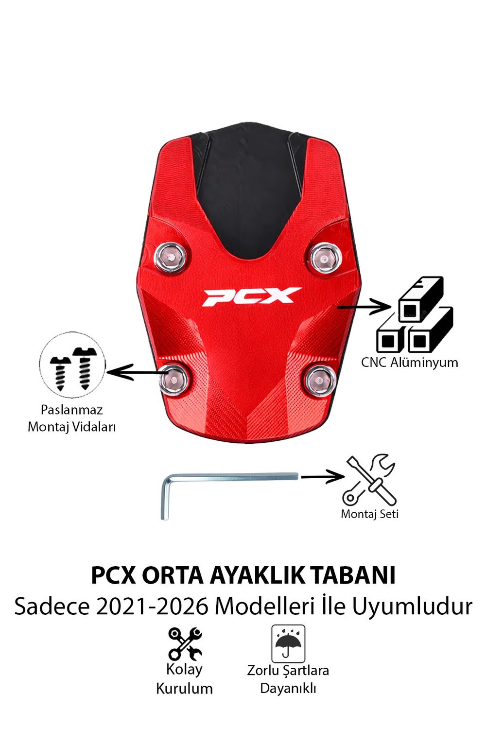 Honda Pcx Uyumlu Orta Ayak Koruyucu 2021-2026 Cnc Kırmızı