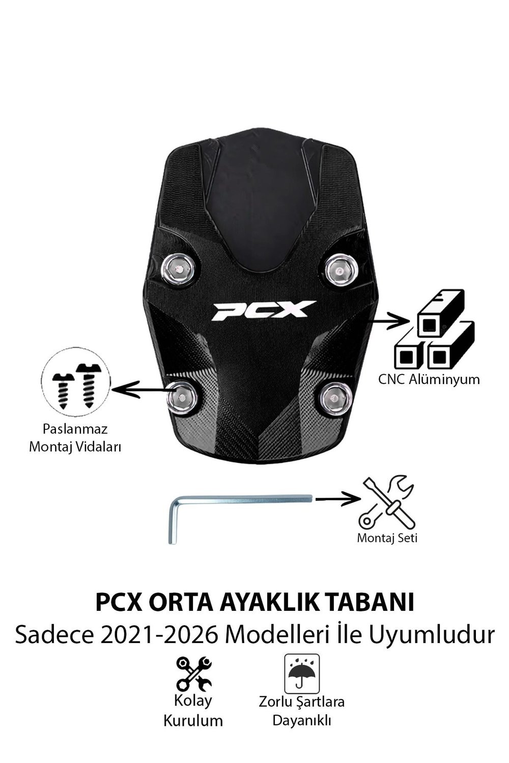 Honda Pcx Uyumlu Orta Ayak Koruyucu 2021-2026 Cnc Siyah