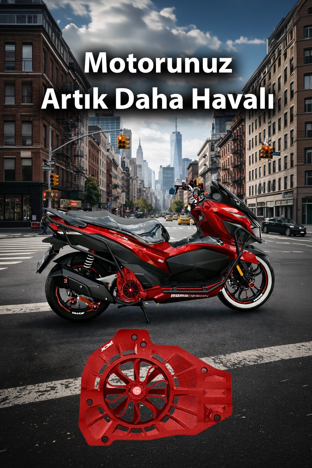 Honda Pcx Uyumlu Pervaneli Radyatör Koruması 2021-2026 Cnc Kırmızı