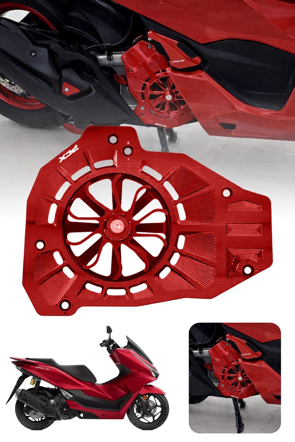 Honda Pcx Uyumlu Pervaneli Radyatör Koruması 2021-2026 Cnc Kırmızı