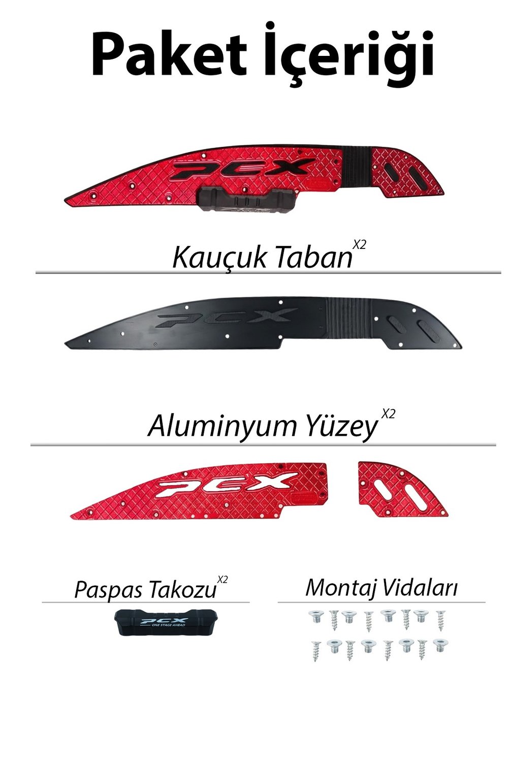 Honda Pcx Uyumlu Premium Basamak Seti 2021-2024 Cnc Kırmızı