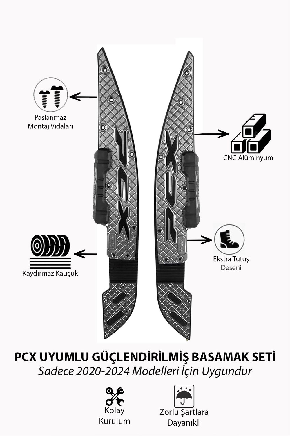 Honda Pcx Uyumlu Premium Basamak Seti 2021-2024 Cnc Titanyum