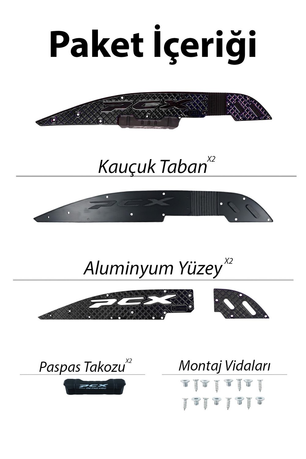Honda Pcx Uyumlu Premium Basamak Seti 2025-2026 Cnc Siyah