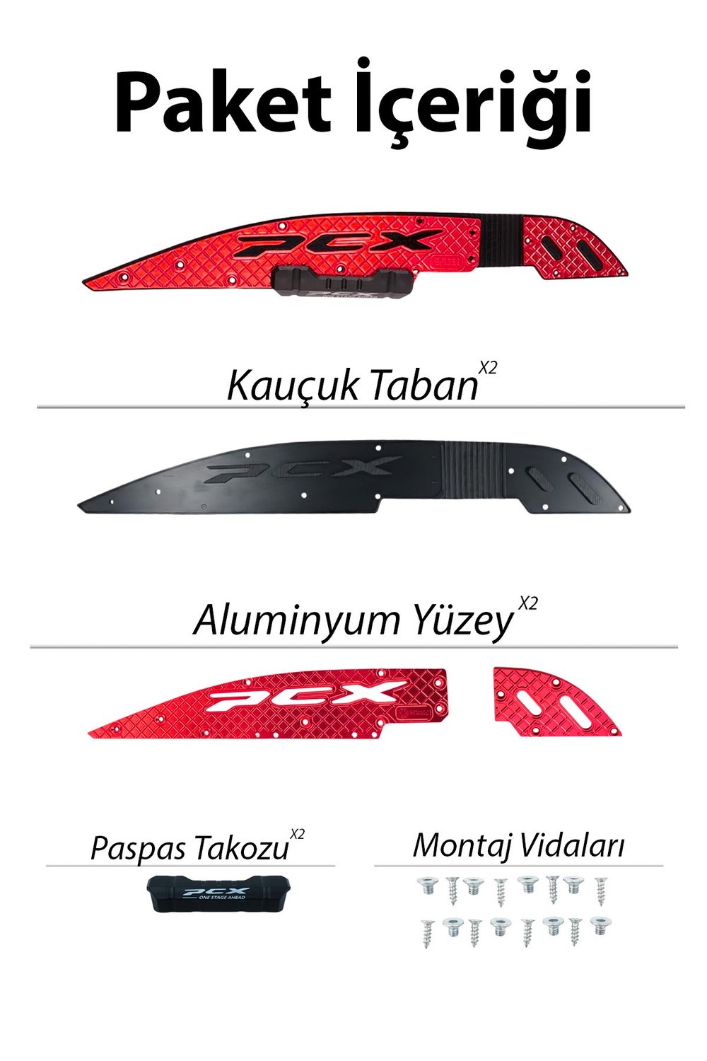 Honda Pcx Uyumlu Premium Basamak Seti 2025-2026 Cnc Kırmızı