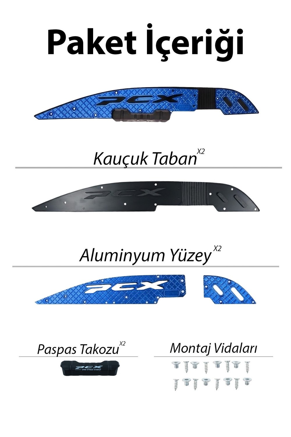 Honda Pcx Uyumlu Premium Basamak Seti 2021-2024 Cnc Mavi
