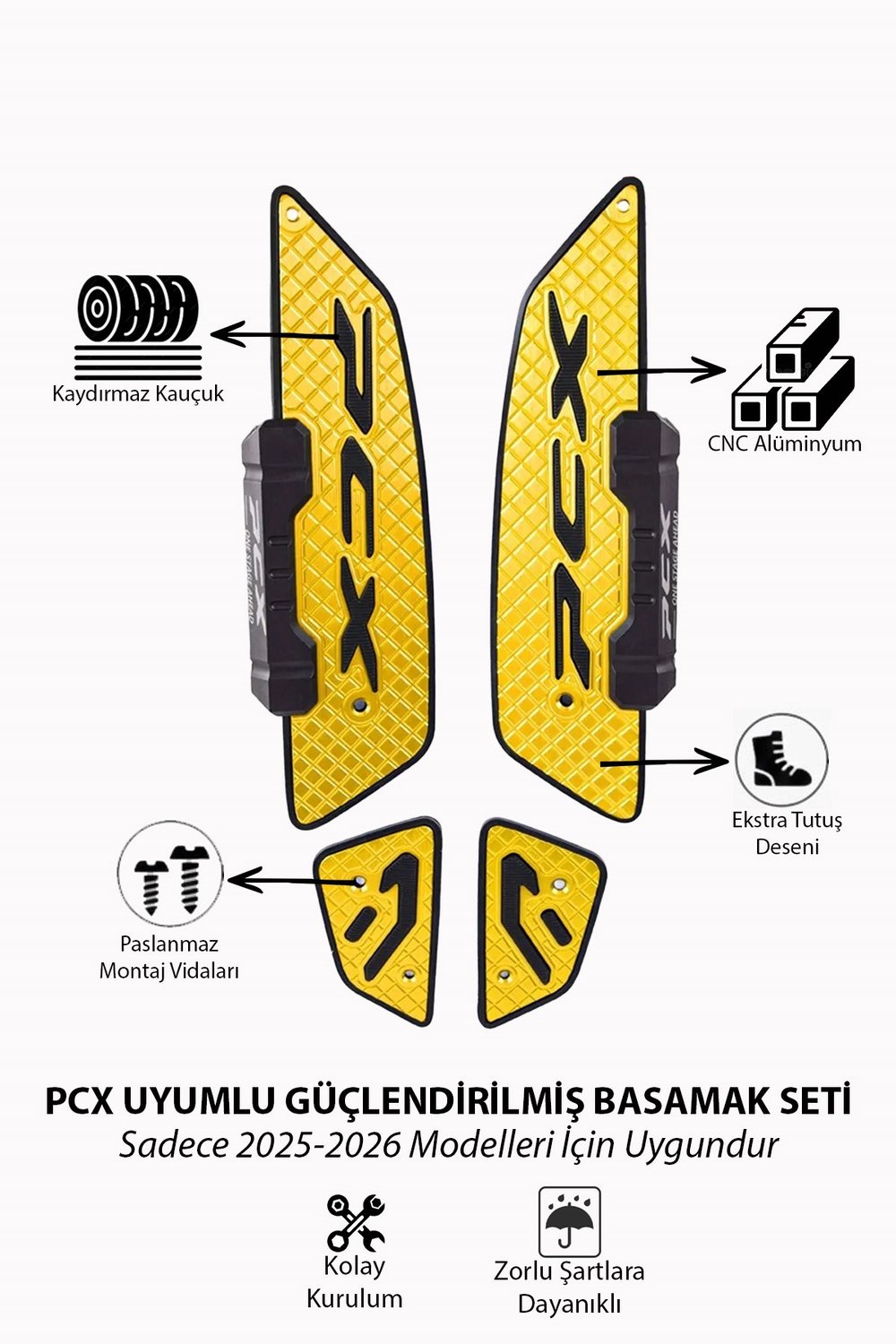 Honda Pcx Uyumlu Premium Basamak Seti 2025-2026 Cnc Gold